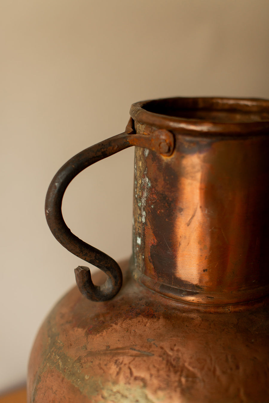 French Hand Hammered Copper Jug