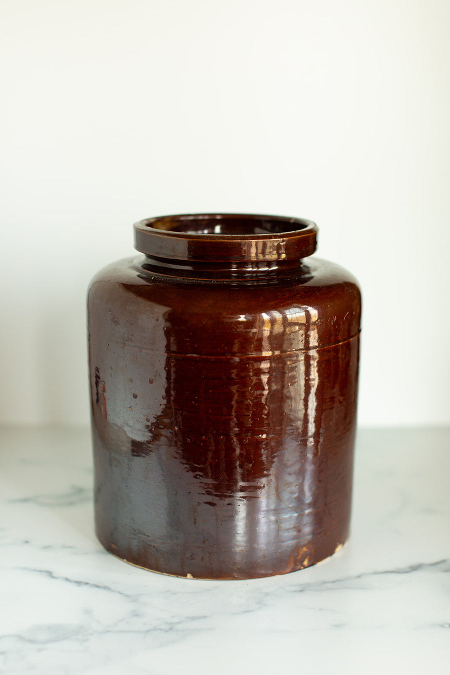 Large Brown Stoneware Jar