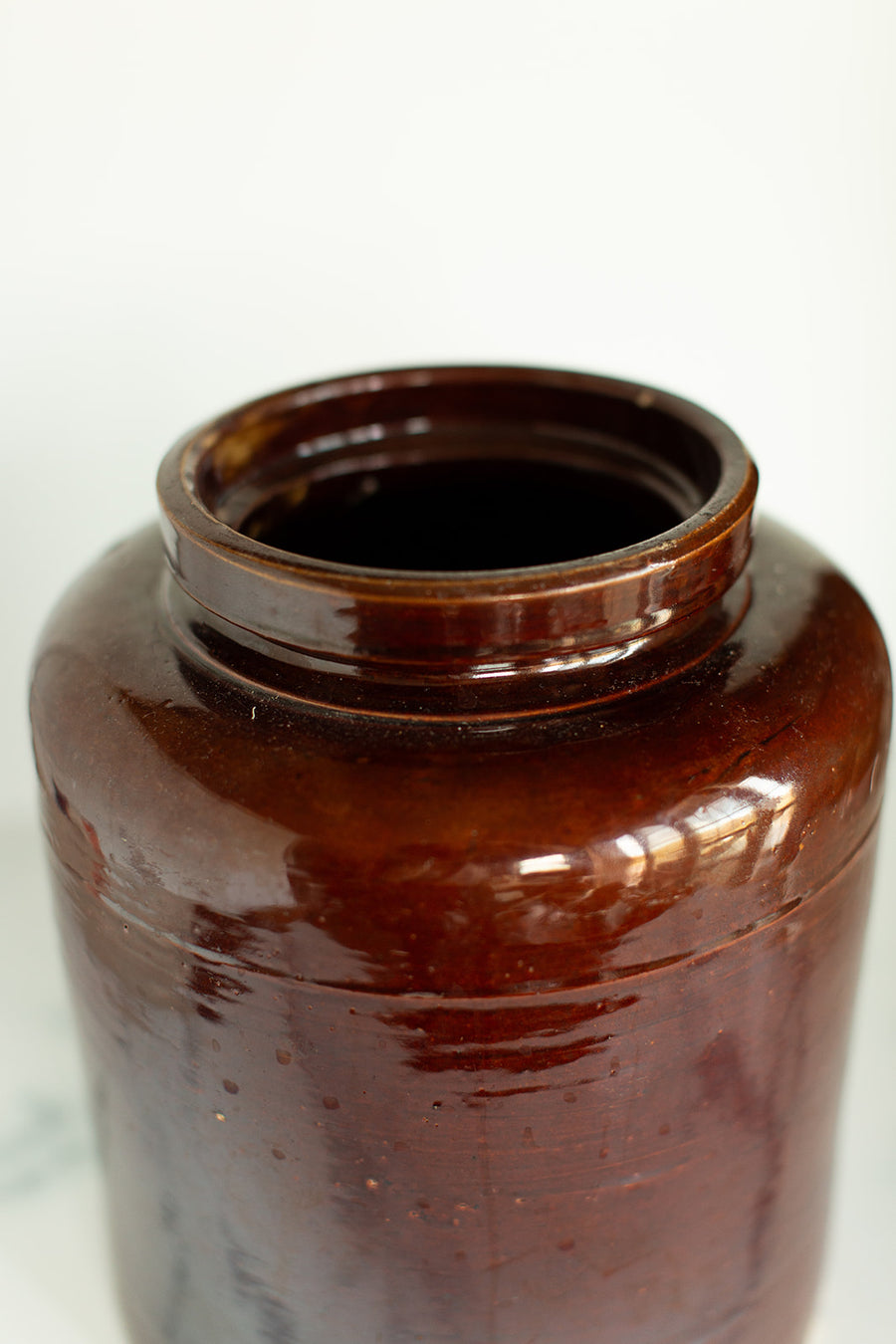 Large Brown Stoneware Jar